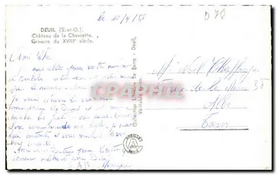 Castelo da Chevrette — Deuil (S.-et-O.) — gravura do século XVIII — Coleção Livraria La Barre - Deuil — Verso