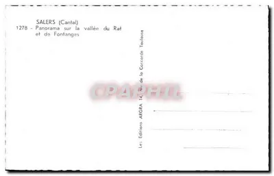 Salers (Cantal) — Panorama sur la vallée du Rat et de Fontanges — Éditions ARGRA, n° 1278 — Verso