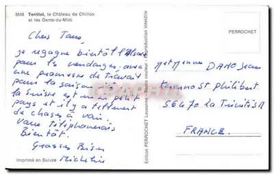 Territet, o Castelo de Chillon e as Dentes-du-Midi — Edição Perrochet, n° 5548 — Verso