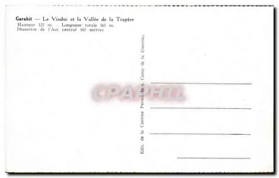 Garabit — O Viaduto e a Vale da Truyère — Editor da Cantine Permanente — Verso