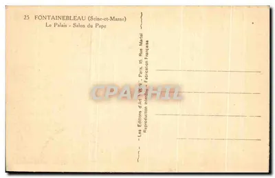 Fontainebleau (Seine-et-Marne) — O Palácio - Salão do Papa — Les Éditions d'Art YVON, Paris — Verso