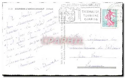 Bourbon-l'Archambault — vista geral, castelo, cassino, lago — editor Ed. du Lys — Verso