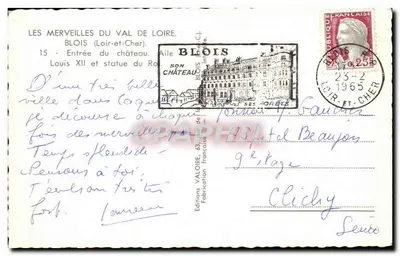 Entrée du château de Blois — Aile du Roi Louis XII avec statue équestre — Éditions VALOIRE — Achterkant