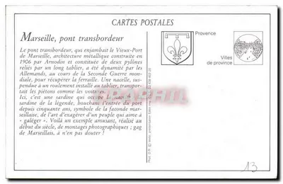 Marseille — Ponte transbordeur com sardinha simbólica — Photo. Douresse Déposé — Verso