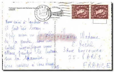 Plac Trafalgar i Galeria Narodowa — Londyn — seria kolorowa — Rewers