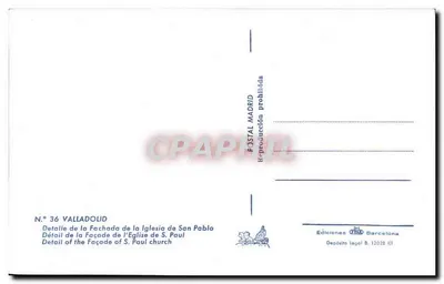 Valladolid — Szczegół fasady kościoła św. Pawła — Wydawnictwo VISO, nr 36 — Rewers