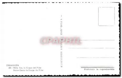 Notre Dame la Vierge du Pilar — Zaragoza — Éditions SICIPHIL 281 — Verso