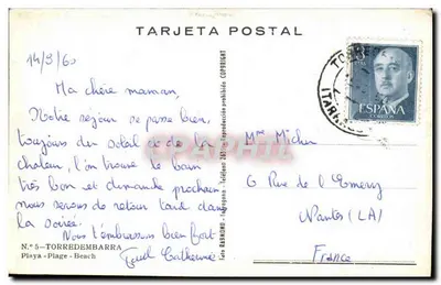 Plaża Torredembarra — widok z promenady — wydawca Raymond, n°5 — Rewers