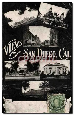 San Diego, Californie — vue composite de bâtiments et de rues — éditeur non visible