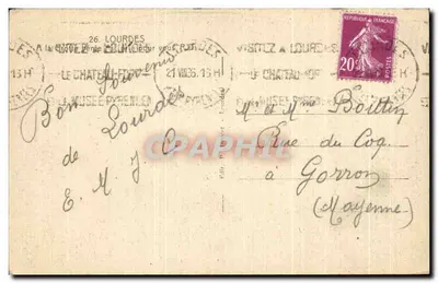 Gruta de Lourdes — Nossa Senhora de Lourdes — editor N.D. (N.D. em carimbo) — Verso