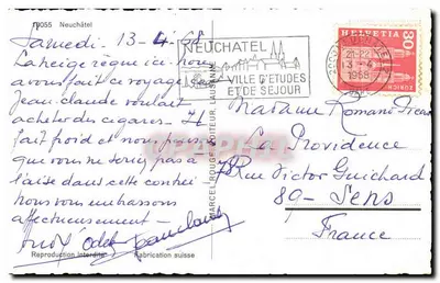 Neuchâtel — Urząd Miasta i Zamek — Marcel Rouge, wydawca — Rewers