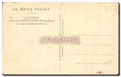 El Lago de Chambon — Auvergne (Puy-de-Dôme) — Les Éditions d'Art Yvon, París — Reverso