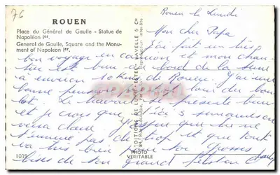 Rouen — Estátua do Geral de Gaulle — Éditeur Estel, n° 1039 — Verso