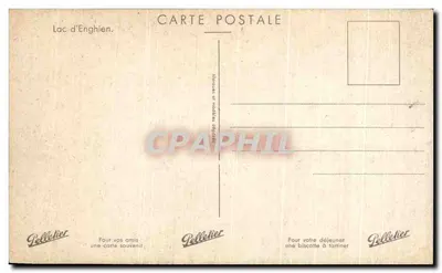 Lago de Enghien — Vista del lago con edificio sobre el agua — Pelletier — Reverso