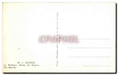 Lourdes — Bazylika. Wejście do Rosary — Pierre Chambon, wyd. E. Quinault, nr 45 — Rewers