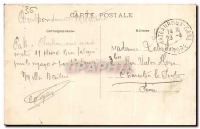 Stara pocztówka Chateauroux Pamiętnik Komuniki Pamiętnikowych 1870 Cirque Militaria — Rewers