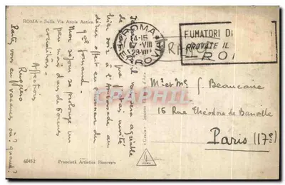 Rzym — Na drodze Appia Antica — Właścicielstwo Artystyczne Zarezerwowane, nr 60452 — Rewers