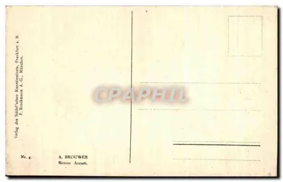 Mężczyzna pijany krzyczący — ilustracja — F. Bruckmann A.-G., seria n°4 — Rewers