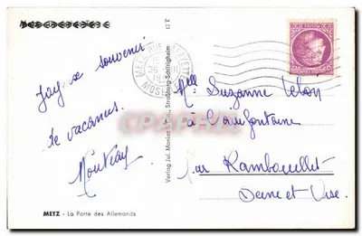 Metz - La Porte des Allemands — uitgever Verlag Jul. Monias & Cie, Straßburg-Schiltigheim — Achterkant