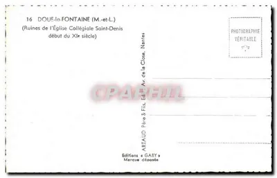 Doué-la-Fontaine — Ruínas da Igreja Colegiada São Dionísio — Edições Gaby — Verso