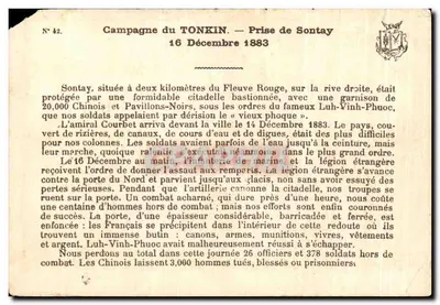 Prise de Sontay — Campagne du Tonkin — Éditeur : S. Germainy — Verso