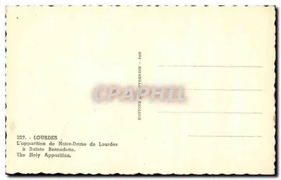 L'apparizione di Nostra Signora di Lourdes a Santa Bernadette — Edizioni delle Alpi — Pau, n°327 — Verso
