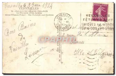 Versailles — Paleis van het Grote Trianon en het Peristiel — Édit d'Art, 38 rue Sainte-Croix-de-Paris — Achterkant
