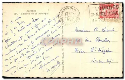 Lourdes — Entrada da Basílica — Edição Alain — Verso