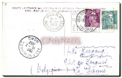 Ogólny widok i Pireneje — Pau (R.P.) — Wyd. JOVÉ, Pau — Rewers