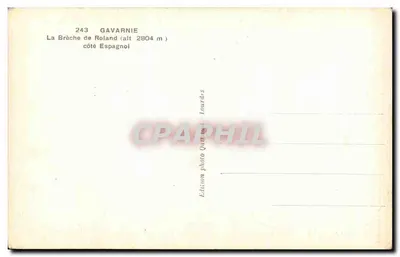 La Brèche de Roland — Gavarnie, strona hiszpańska — Édition photo Quaintet, nr 243 — Rewers