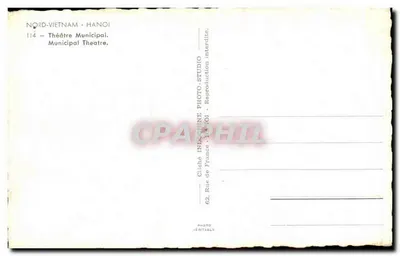 Teatr Miejski — Hanoj, Północny Wietnam — Cliché Inhochine, nr 114 — Rewers