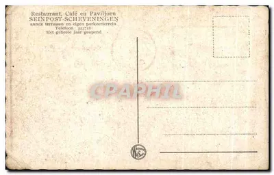 Bilhete postal antigo Cafe Seinpost Scheveningen — Verso