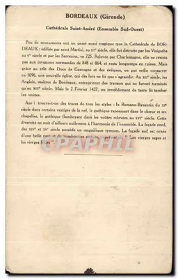 Bordeaux — Kerk van Sint Andreas (Zuidwestelijke Groep) — 3e Serie, Collectie van de Kolarsine en van de Oplossing Pautauberger — Achterkant