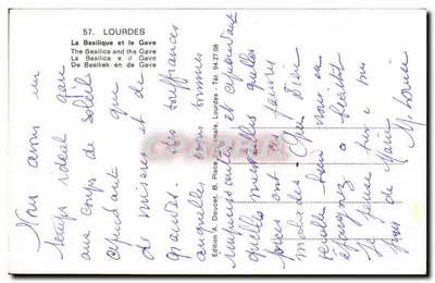 Lourdes — La Basilica e il Gave — Editore Edlux, n°57 — Verso