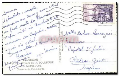 Spadzista Plat-Barbe — Obrzeża La Bourboule i Mont-Dore — Wydawnictwo C. d’O. Olliergues — Rewers