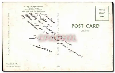 Hotel L'Impératrice — Fort-de-France, Isla de Martinica — editor Louis Darmand, n° 27020 — Reverso