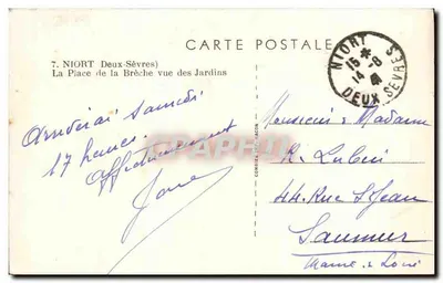 Niort - Plac Brèche widziany z ogrodu — wydawca Oim — Rewers