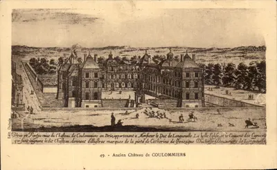 Velho Castelo de Coulommiers — vista e perspectiva — Ed. Dubois