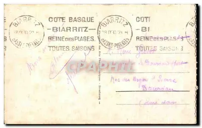 Biarritz - Wzgórze Maryi i mostek — wydawca 'Côte Basque' nr 40 — Rewers