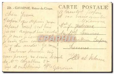 Gavarnie — Ritorno del Cirque — Editore Janou, n° 226 — Verso