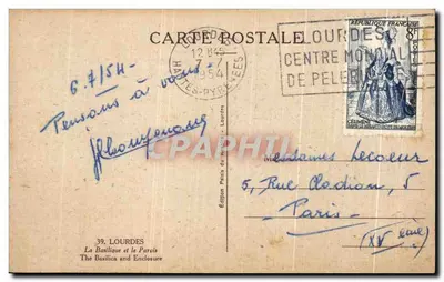 Lourdes — Bazylika i Plac — Wydawnictwo Paris du Nord, nr 39 — Rewers