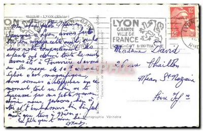 Lyon — Bazylika Najświętszej Maryi Panny Fourvière i Kaplica — La Cigogne — Rewers