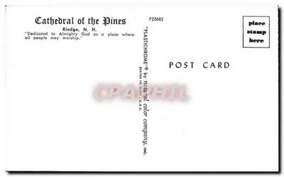 Cattedrale dei Pini — Rindge, N.H. — Plastichrome by Natural Color Company, Inc. P25682 — Verso