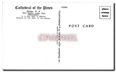 Kathedrale der Kiefern — Rindge, N.H. — Boston Natural Color Company, Inc. P25686 — Rückseite