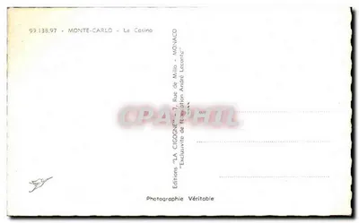 Monte-Carlo — O Casino — Edições 'LA CIGOGNE' — Verso