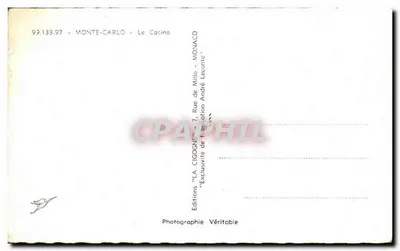Kasyno Monte-Carlo — Widok panoramiczny — Wydawnictwo 'LA CIGOGNE' — Rewers