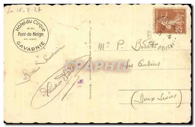Grande Cascade — Gavarnie — editor no identificado, n. de serie 7 — Reverso