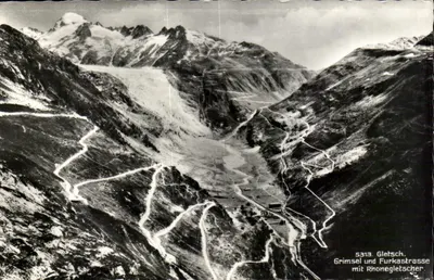 Grimsel e Furkastrasse com Glacier de Rhône — 5313. Gletsch. Grimsel e Furkastrasse com Glacier de Rhône.