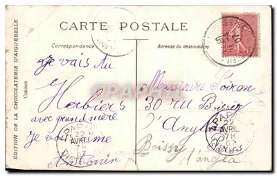 Paysage côtier — pêcheur sur un sentier rocheux — Édition de la Chocolaterie d'Aiguebelle — Verso