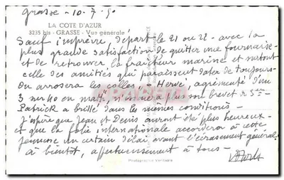 Grasse - La Côte d'Azur — Ogólny widok — Prawdziwe zdjęcie fotograficzne — Rewers